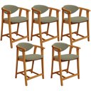 Ver imagem 1 de Kit 05 Banquetas Baixa para Cozinha Sala Jantar Bancada Cecília L02 Bouclê Oliva - Lyam Decor