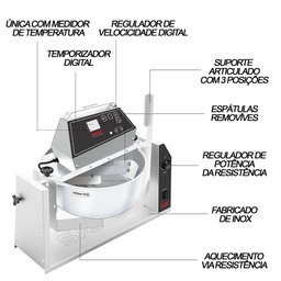 Panela Elétrica de mexer doce Suporte articulado aquecimento:220v - 2