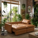 Ver imagem 5 de Sofá-Cama Retrátil e Reclinável Couro Legítimo 2 Lugares 180cm Cannes