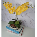 Ver imagem 3 de Arranjo Com 2 Orquídeas Amarela Vaso Dourado 22cm