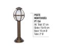 Ver imagem 2 de Poste Colonial Montividéu para Jardim Tubo de Alumínio 57cm