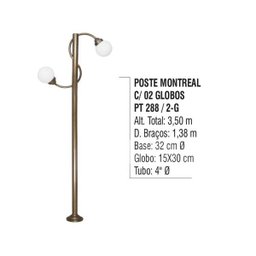 Poste Colonial Montreal para Jardim Alumínio 02 Globos 3,50m - 2