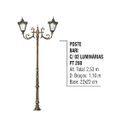 Ver imagem 2 de Poste Colonial Bari para Jardim Alumínio 02 Luminária 2,53m