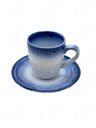 Ver imagem 2 de Conjunto 6 Xícaras e Pires em Porcelana Branco e Azul 100ml Bm0015 Btc