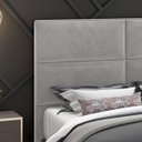 Ver imagem 3 de Cabeceira Cama Box Casal 1,40 Barcelona para Quarto em Veludo Cinza- Larbelle