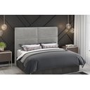 Ver imagem 1 de Cabeceira Cama Box Casal 1,40 Barcelona para Quarto em Veludo Cinza- Larbelle