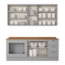 Ver imagem 6 de Cozinha Modulada 200cm para Forno de Embutir com Tampo 8 Portas 3 Gavetas Americana Henn- Cinza/natu