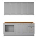 Ver imagem 7 de Cozinha Modulada 200cm para Forno de Embutir com Tampo 8 Portas 3 Gavetas Americana Henn- Cinza/natu