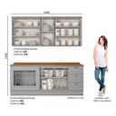 Ver imagem 2 de Cozinha Modulada 200cm para Forno de Embutir com Tampo 8 Portas 3 Gavetas Americana Henn- Cinza/natu
