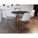 Ver imagem 1 de Sala De Jantar Mesa Preta 110Cm Com 4 Cadeiras Brancas Cor: Preto