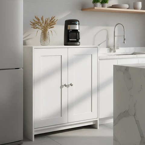 Balcão Multiuso para Cozinha Gabinete 2 Portas 1 Prateleira e 2 Nichos 80cm Cor Branco - Decibal