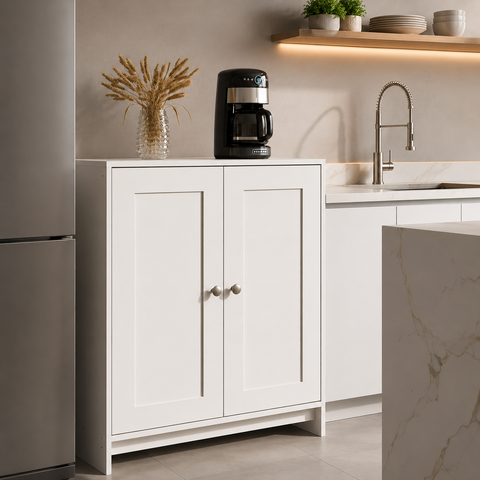 Armário Multiuso para Cozinha 80cm 2 Portas 1 Prateleira 2 Nichos Branco - Decibal