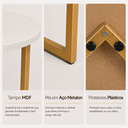 Ver imagem 3 de Mesa Lateral Redonda 49cm Siena em MDF Epés de Aço para Sala e Quarto Off White/Dourado Lh Móveis