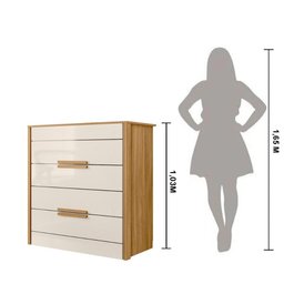 Kit Guarda Roupa Casal com Espelho Amazonas e Cômoda Dhara Freijó Off White - 2 Kit Guarda Roupa Casal com Espelho Amazonas e Cômoda Dhara Freijó Off White - 2