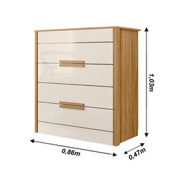 Kit Guarda Roupa Casal com Espelho Amazonas e Cômoda Dhara Freijó Off White - 7 Kit Guarda Roupa Casal com Espelho Amazonas e Cômoda Dhara Freijó Off White - 7