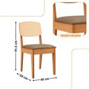 Ver imagem 3 de Mesa Jantar Diane 120cm Tampo MDF Lam 4 Cadeiras Copper Pre Moderna Veludo Capuccino Naturale Off