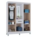 Ver imagem 3 de Guarda Roupa Solteiro Atlas Capelinha 5 Portas Branco Brilho - Poquema