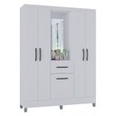 Ver imagem 2 de Guarda Roupa Solteiro Atlas Capelinha 5 Portas Branco Brilho - Poquema