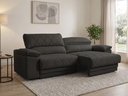 Ver imagem 1 de Sofá Leon 2,50m com Molas Retrátil Reclinável Velosuede - Netsofas - Chumbo