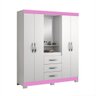 Guarda-Roupa Casal Capelinha 4 Portas Flex Branco / Rosa - 4
