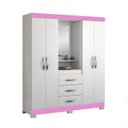 Ver imagem 4 de Guarda-Roupa Casal Capelinha 4 Portas Flex Branco / Rosa