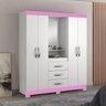 Guarda-Roupa Casal Capelinha 4 Portas Flex Branco / Rosa - 2
