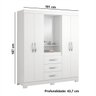 Guarda-Roupa Casal Capelinha 4 Portas Flex Branco / Rosa - 6