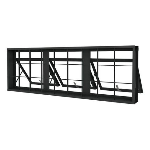 Janela Vitro Maxim Ar 3 Básculas Aço Zarcão Grade Quadriculada sem Vidro 150x50
