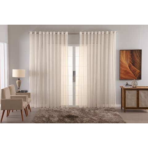 Cortina Sala Voal Quadriculado Charm Decoraçao 6,00x2,20:palha