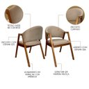 Ver imagem 6 de Kit 8 Cadeiras de Jantar Madeira Maciça Amêndoa Ravena Estofada Suede Bege Ccs