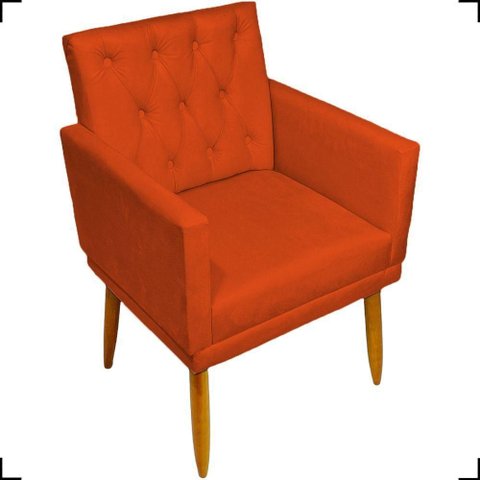 Poltrona Decorativa para Sala Recepção Nina Capitonê Suede Cores Pé Palito