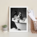 Ver imagem 1 de Quadro Banheiro Galinha Tomando Banho 24x18cm - com Vidro:moldura Branca