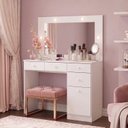 Ver imagem 1 de Penteadeira com Espelho e LED 1 Porta 4 Gavetas Beauty Branco