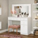 Ver imagem 1 de Penteadeira com Espelho e LED 1 Porta 4 Gavetas Beauty 