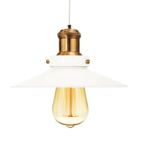 Pendente Industrial 22 Cm Retro Nordic Branco com Cobre