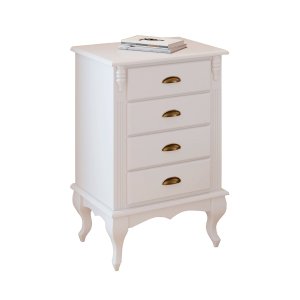 Mesa de Cabeceira 4 Gavetas Pés Luiz Xv Hannover 60817 - Branco