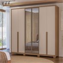 Ver imagem 6 de Guarda Roupa Casal Atacama 6 Portas Carvalho Fendi com Vidro Reflecta com Cômoda Gaveteiro Georgia C