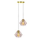 Ver imagem 2 de Pendente Diamante Aramado Duplo Cobre com Dourado Esplêndido