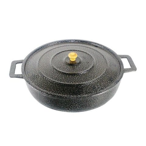 Frigideira Panela Alça de Alumínio Fundido Craqueada Preta 30cm