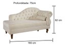 Ver imagem 3 de Divã Recamier Chesterfield Elisabeth 160cm Lado Direito Linho Marfim