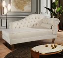 Ver imagem 2 de Divã Recamier Chesterfield Elisabeth 160cm Lado Direito Linho Marfim