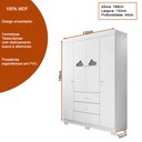Ver imagem 3 de Guarda Roupa Infantil Duda 132cm 4 Portas 100% Mdf Branco Brilho - Sallar Home