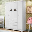 Ver imagem 2 de Guarda Roupa Infantil Duda 132cm 4 Portas 100% Mdf Branco Brilho - Sallar Home
