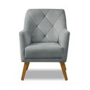 Ver imagem 2 de Poltrona Decorativa Bordada Magali Veludo Cinza Claro Lansofbr