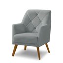 Ver imagem 3 de Poltrona Decorativa Bordada Magali Veludo Cinza Claro Lansofbr