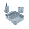 Kit Escorredor Louça Dispenser Porta Detergente Azul Glacial - 1