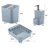 Kit Escorredor Louça Dispenser Porta Detergente Azul Glacial - 2