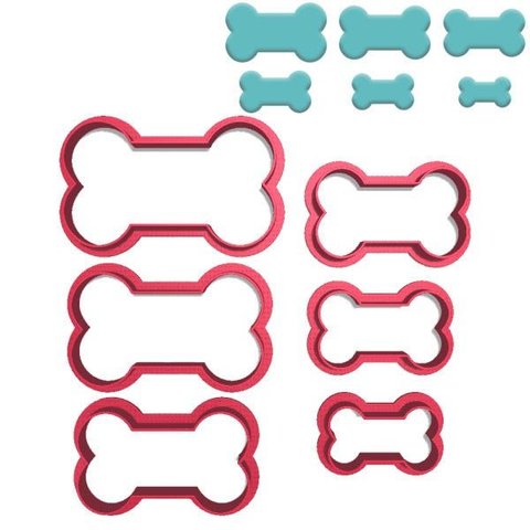 Kit Cortador Doce Impresso Osso Cachorro Patrulha Pet 6pc 2,5cm até 5cm