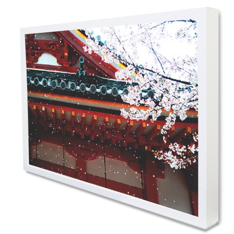 Quadro Decorativo Caixa Templo Japão Tacolado Moldura Caixa 3cm Branca sem Vidro 60 X 90cm
