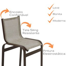 Banqueta de Alumínio para Área Externa Banco para Balcão Bar Marrom Bege - 7